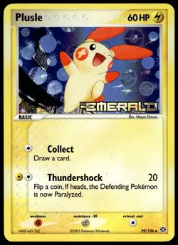 Plusle 39/106 Pokemon TCG 2005 EX Emerald Reverse Holo Stamped NM - Image 1