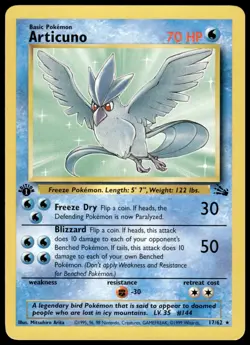 Articuno 17/62 1st Edition Pokemon TCG 1999 Fossil Non Holo Rare NM - Image 1