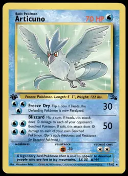 Articuno 17/62 1st Edition Pokemon TCG 1999 Fossil Non Holo Rare NM - Image 3