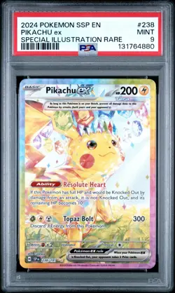 2024 POKEMON SSP EN-SURGING SPARKS SPECIAL ILLUSTRATION RARE PIKACHU EX PSA 9 - Image 1