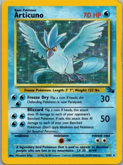 Articuno - 2/62 - Pokemon Fossil Unlimited Holo Rare WOTC HP US Seller Free Ship - Image 1