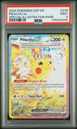 ⚡❄ 2024 Pokemon Surging Sparks #238 Pikachu ex SIR PSA 9 - Image 1