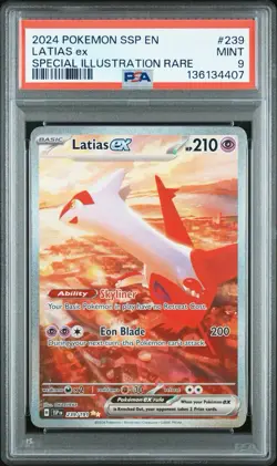 2024 Pokemon Scarlet & Violet: Surging Sparks SIR Latias ex #239 PSA 9 - Image 1
