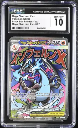Mega Charizard X ex 2025 Pokemon Black Star Promos CGC 10 #023 - Image 1