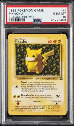 1999 POKEMON LEAGUE PROMO #1 PIKACHU PSA 10 - Image 1