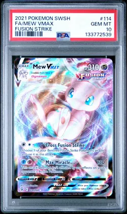 2021 Pokemon Sword & Shield Fusion Strike #114 Fa/Mew Vmax Fusion Strike PSA 10 - Image 1