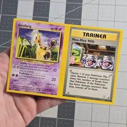 Pokemon Uncut Sheet NFC Miscut Error Girafarig Moo Moo Milk Neo Genesis Cards - Image 1