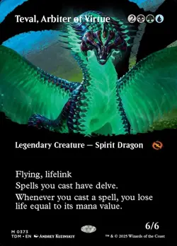 1x - Teval, Arbiter of Virtue - (borderless) - Tarkir: Dragonstorm - NM MTG - Image 1