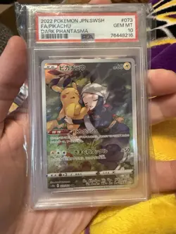 2022 POKEMON JPN SWORD & SHIELD DARK PHANTASMA #073 FULL ART/PIKACHU PSA 10 - Image 1