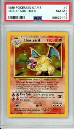 1999 POKEMON GAME #4 CHARIZARD HOLO PSA 8 - Image 1