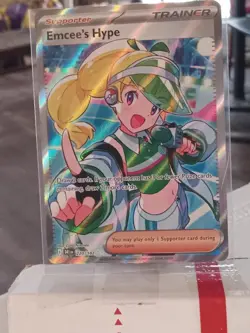 POKEMON DESTINED RIVALS EMCEE'S HYPE 220/182 SV10 SPECIAL ILLUSTRATION RARE NM+ - Image 1