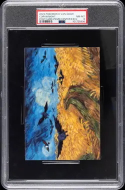 2023 POKEMON X VAN GOGH POSTCARD POKEMON CENTER EXCLUSIVE CORVIKNIGHT PSA 8 - Image 1