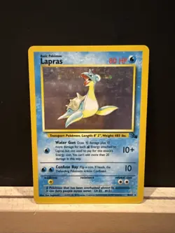 Pokemon TCG Lapras Holo Unlimited Fossil Card 10/62 WOTC MP Vintage Rare - Image 1