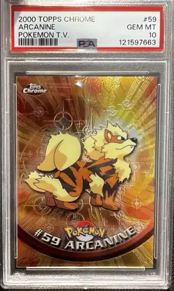 2000 Topps Chrome #59 Arcanine Pokemon T.V. PSA 10 Low Pop - Image 1