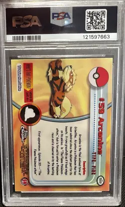 2000 Topps Chrome #59 Arcanine Pokemon T.V. PSA 10 Low Pop - Image 2