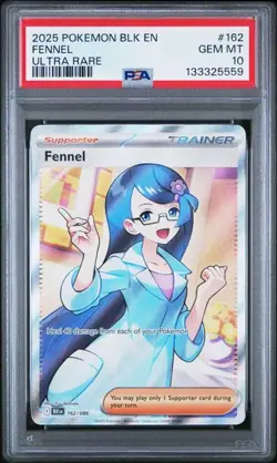 2025 POKEMON BLK EN-BLACK BOLT #162 FENNEL ULTRA RARE PSA 10 - Image 1