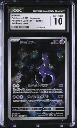 CGC 10 Gem Mint Mewtwo 183/165 Holo AR 151 sv2a Pokemon Card Japanese - Image 1