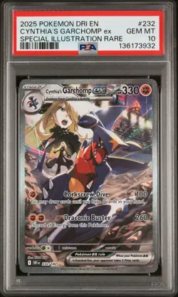 2025 POKEMON DRI EN-DESTINED RIVALS #232 CYNTHIA'S GARCHOMP EX PSA 10 - Image 1