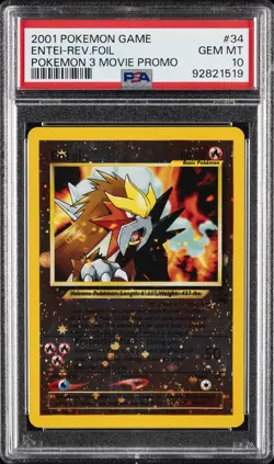 2001 POKEMON GAME MOVIE POKEMON 3 MOVIE PROMO #34 ENTEI-REVERSE FOIL PSA 10 - Image 1