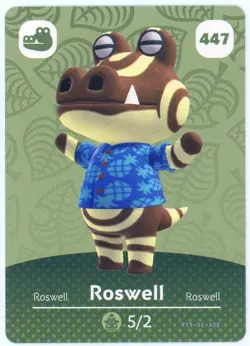 Roswell #447 - Amiibo Card - Animal Crossing Series 5 - NFC Scan - Pack Fresh - Image 1