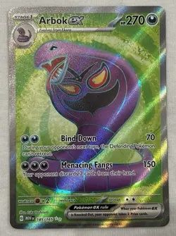Pokemon TCG Arbok EX 185/165 Ultra Rare SV 151 Pack Fresh Near Mint Full Art - Image 1
