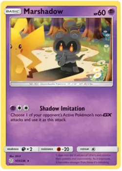 Pokemon : SM COSMIC ECLIPSE MARSHADOW 103/236 RARE Near Mint - Image 1