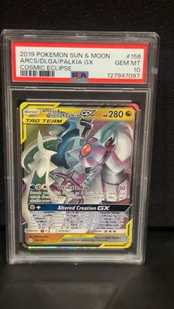 POKEMON COSMIC ECLIPSE ARCEUS DIALGA PALKIA GX 156/236 PSA 10 GEM MINT New Cert - Image 1
