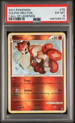 2011 POKEMON CALL OF LEGENDS #75 VULPIX-REVERSE FOIL PSA 6 - Image 1