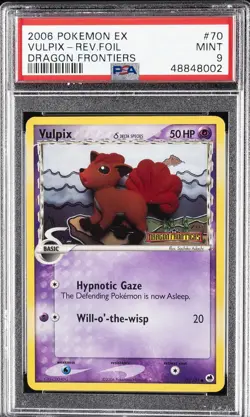 2006 POKEMON EX DRAGON FRONTIERS #70 VULPIX-REVERSE FOIL PSA 9 - Image 1