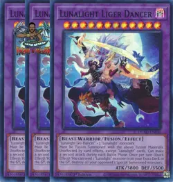 Yugioh! 3x Lunalight Liger Dancer DUAD-EN030 Super Rare 1st Ed NM - Image 1