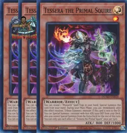 Yugioh! 3x Tessera the Primal Squire DUAD-EN018 Super Rare 1st Ed NM - Image 1