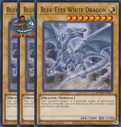 Yugioh! 3x Blue-Eyes White Dragon SDWD-EN003 Common NM - Image 1