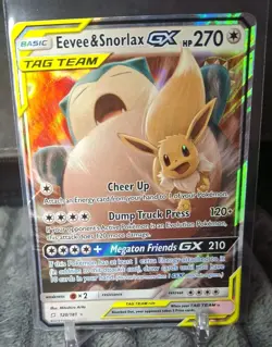 Pokemon Eevee & Snorlax GX 120/181 Sun and Moon Team Up Tag Team Card LP+ - Image 1