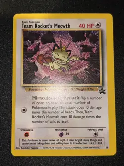 Team Rocket's Meowth # 18 Black Star PROMO WOTC Rare Pokemon Card - Image 1