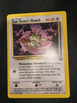 Team Rocket's Meowth # 18 Black Star PROMO WOTC Rare Pokemon Card - Image 2