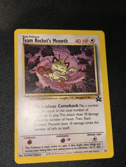 Team Rocket's Meowth # 18 Black Star PROMO WOTC Rare Pokemon Card - Image 3