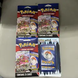 LOT 4x Pokemon TCG Mystery Pack w/ 1 Foil Guaranteed 2024 NEW 90 CARDS - Image 1