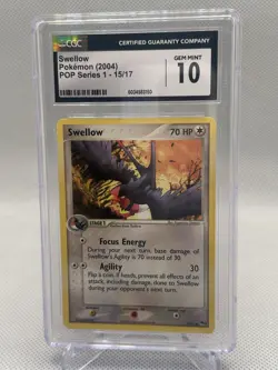 Swellow Pop Series 15/17 CGC 10 Gem Mint Pokemon Card TCG - Image 1