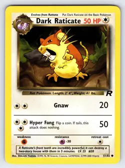 Dark Raticate 51/82 2000 Team Rocket Set Pokemon Card TCG Vintage WOTC - VLP - Image 1