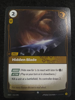 HIDDEN BLADE 213/298 RIFTBOUND LEAGUE OF LEGENDS RARE FOIL ENGLISH CARD - Image 1