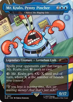 MTG CHARIX, THE RAGING ISLE (MR. KRABS, PENNY PINCHER) Secret Lair NM - Image 1