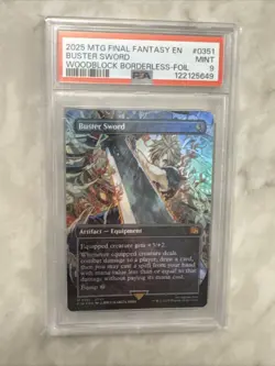 Magic MTG Buster Sword Final Fantasy Woodblock Borderless Foil #0351 PSA 9 Mint - Image 1