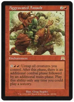 Aggravated Assault 2002 Onslaught Red Rare Enchantment MTG NM AZ2 - Image 1