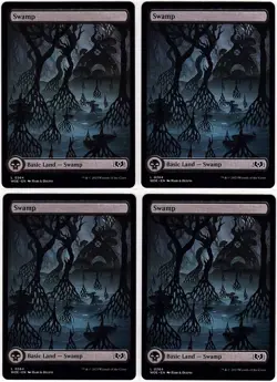 MTG Wilds of Eldraine Full Art Swamp x 4 (Common) - Image 1