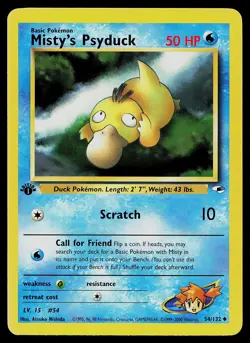 Pokemon Card - Misty's Psyduck Gym Heroes 54/132 Uncommon 1st Edition - Image 1