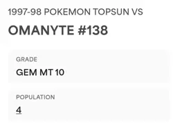 PSA 10 GEM MINT Omanyte Vs. Lapras 138 Topsun Carddass Pokemon TCG 1997 POP 4 - Image 2