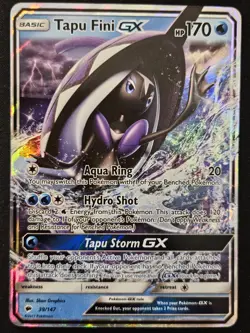 Tapu Fini GX 39/147 S&M Burning Shadows Ext. Art Ultra Rare Holo Pokemon 2017 NM - Image 1