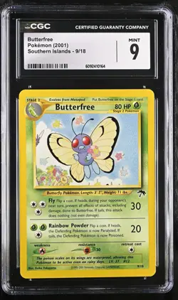 CGC 9 MINT Butterfree 2001 Southern Islands 9/18 Pokemon Card - Image 1