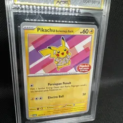 Pokemon Pikachu Batik Shirt Pink Indonesia Promo AGS Gem mint 10 #190 - Image 2