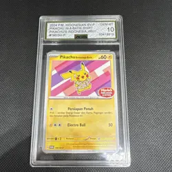 Pokemon Pikachu Batik Shirt Pink Indonesia Promo AGS Gem mint 10 #190 - Image 3